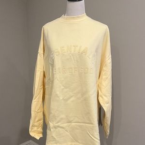 Yellow/Beige Authentic Fear Of God Essentials Oversized Crewneck